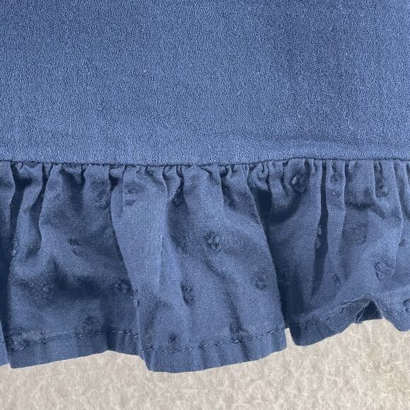 EVYS TREE Tank Top XS Loni Floral V-Neck Ruffle Hem Boho Peasant Cotton Blue - Picture 7 of 12